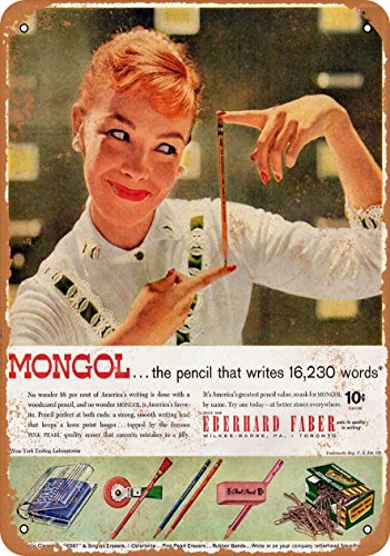 Wall-Color 9 x 12 METAL SIGN - 1957 Mongol Pencils - Vintage Look Reproduction