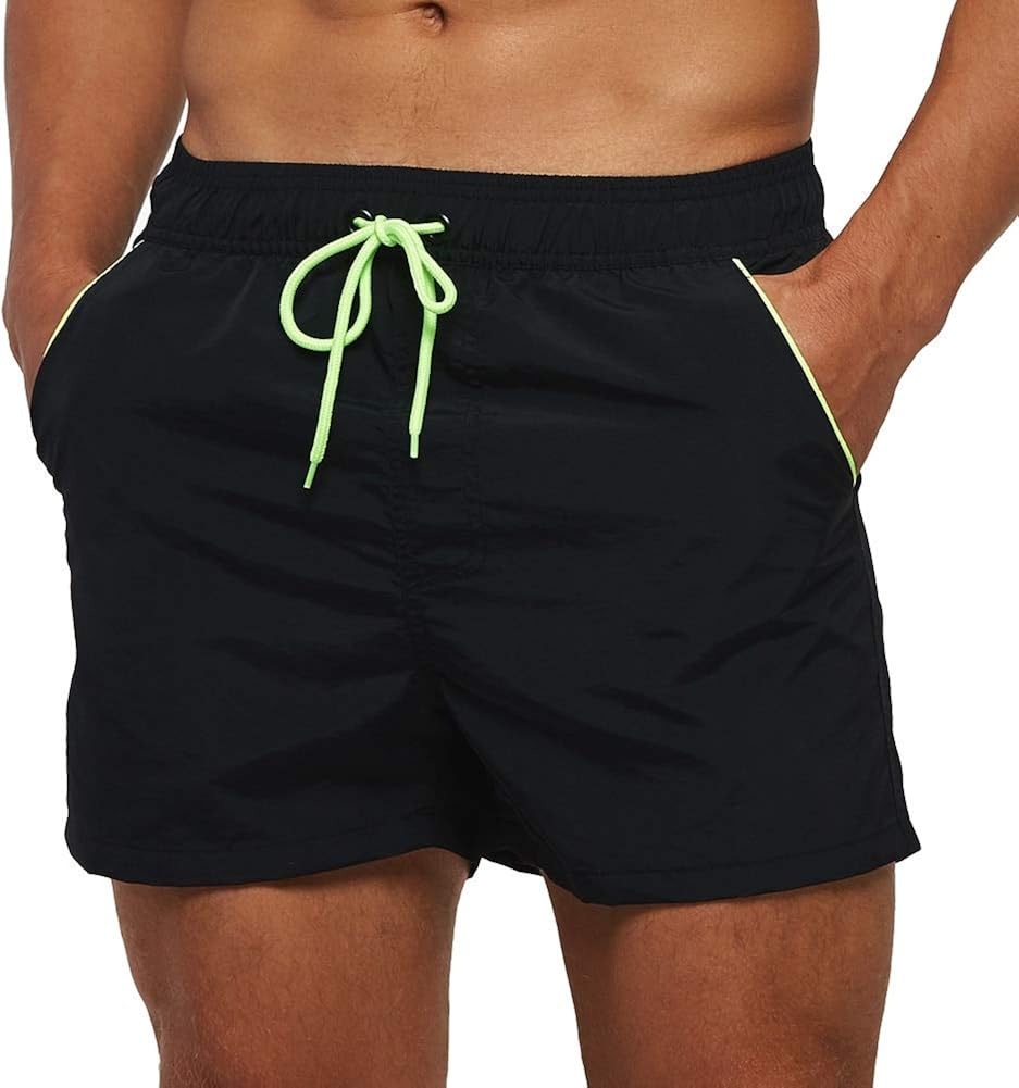 Pioneer Camp Men's Swim Trunks with Back Zipper Pockets and Mesh Lining Quick Dry Athletic Swimwear Shorts Bathing Suit: Clothing