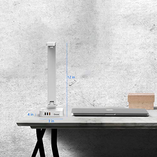 Drevet LED Desk Table Lamp with 3 USB Charging Port and 2 AC Power Outlet, 3 Color Model, 3 Level Brightness, Touch Dimmer Control,1h Timer, Memory Function,Eye-Caring Office Foldable Lamp,Night Light - Thumbnail 4