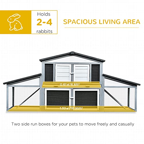 PawHut Large Rabbit Hutch Outdoor Materials Safer for Pets & ClimateFriendly, Big Rabbit Cage