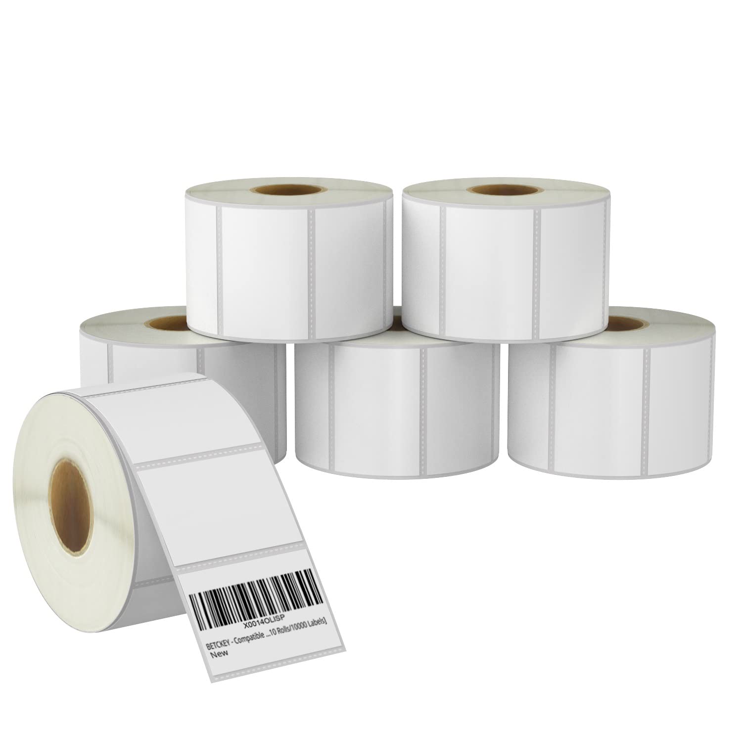 BETCKEY - 76mm x 51mm(3 in x 2 in) Multipurpose & Shipping Thermal Labels, 750 Perforated Stickers per Roll Compatible with Zebra & More Printers [6 Roll/4500 Labels]
