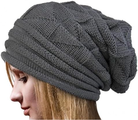 HOOHI Fashion Women Winter Knitted Woolen Crochet Hat Wool Knit Beanie Warm Caps (Gray)