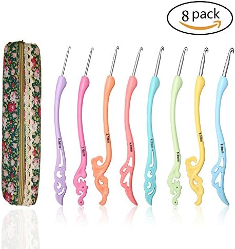 HONESTY Retro Crochet 8Pcs Crochet Hooks Set Ergonomic Soft Handle Needles Knit Weave Craft Yarn Crochet Different Size