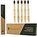 BAMBOO IT - Natural Biodegradable Bamboo Toothbrushes (5 Pack), Soft, BPA Free, Charcoal Bristles, Eco Friendly - 100% Organic and Vegan Safe for Adults