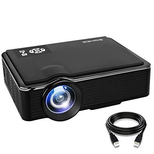 Projector 2400 Lumens LED Mini 1080P Projector, Portable Movie Projector HDMI USB TF VGA AV, Multimedia Home Theater with HDMI Cable-SOMEK K99