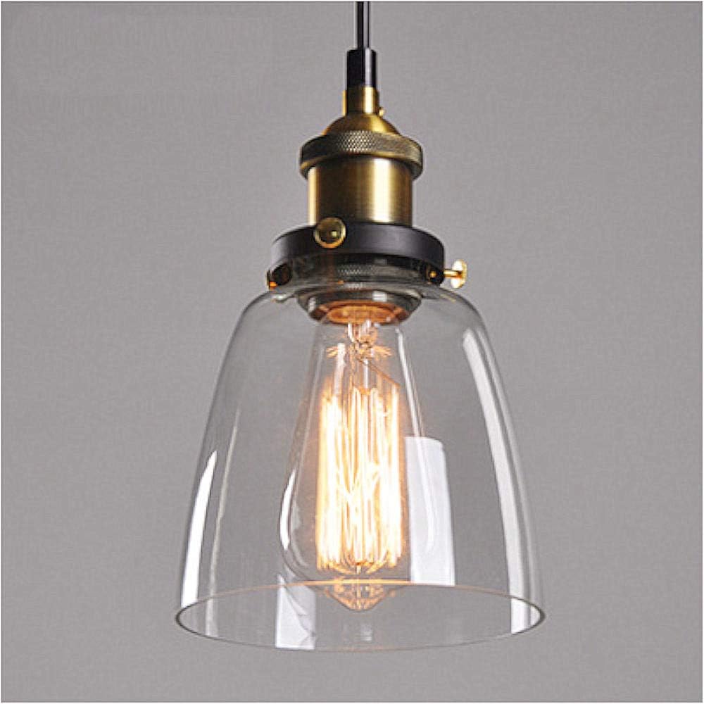 Lampop Pendant Light Industrial Ceiling Lamp Glass Shade Retro Lighting Vintage Hanging Lamp Chrome Base E27 Chandelier for Kitchen Dining Room Loft Bedroom Cafe Bar Restaurant