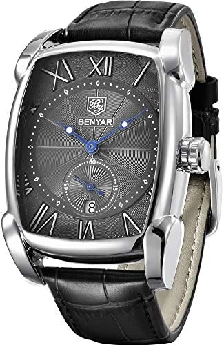 CEYADG BENYAR Rectangle Wrist Watch for Men with Leather Strap