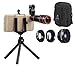 Fun Like Pro Lens Kit For Mobile Phone Camera 4-IN-1 Set Constant 12x Zoom, Fisheye Lens Wide Angle Lens Macro Lens For Most Android Phones and iPhones Smartphone Cam Lens Kit Bonus Pouch (Black)