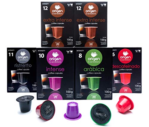 Nespresso Pods - 120 Pods Variety Pack ( Decaf Included ) - Nespresso Capsules compatible with Nespresso Original Line, 40 Extra Intense, 20 Ristretto, 20 Intense, 20 Arabica, 20 Decaf Capsules
