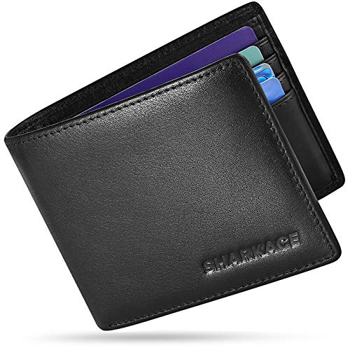 Leather Wallets for Men SHARKACE Mens Trifold Bifold Wallet RFID Blocking Wallet with Gift