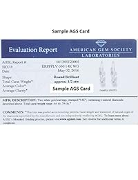 AGS Certified 1 2ct TW Diamond Lever Back Earrings in 14K Gold