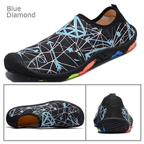 Benkii Mens Womens Water Shoes Quick Dry Barefoot for Yoga Swim Diving Surf Aqua Sports Pool Beach (bluediamond 39)