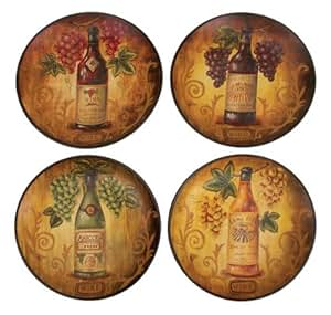 Amazon.com: Beautiful Decorative wine CERAMIC PLATE 4 ASST ...