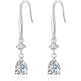 Moissanite Drop Earrings for Women - 925 Sterling Silver 1.8CT 3.0mm Moissanite Teardrop Dangle Earrings Jewelry Gifts for Wife