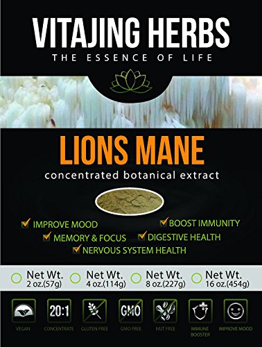 Lions Mane Mushroom Extract Powder (16oz-454gm) 20:1 Concentration (ORGANIC)