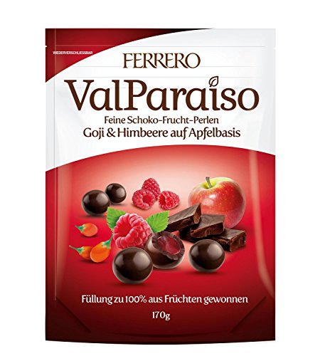 Ferrero Valparaiso Set (3 x 170 g) - Fine chocolate Fruit Pearls physalis Mango, Maqui & blueberry and Goji & Raspberry on apple base