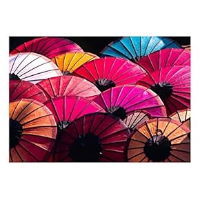 Colorful Asian Umbrellas - Wall Mural, Removable Sticker, Home Decor - 66x96 inches
