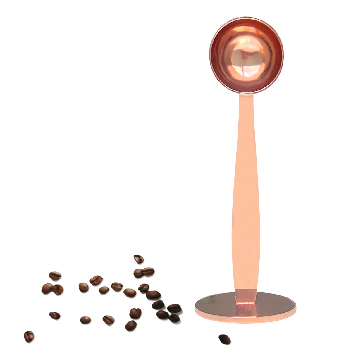 2-in-1 Coffee Scoops, 304 Stainless Steel Tablespoon Measure Spoon, with Pressed Bottom for Coffee Bean Press Coffee Grinding Pressing（Rose Gold15 ml）