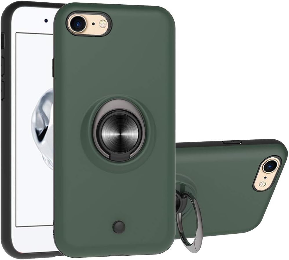 SANFEEL Ring Case for iPhone SE 2020 4.7",[ Scratch Proof] [Anti Resistant] iPhone 7/8 Protective Skin Hybrid Protection Bumper Cover [Non-Slip] Phone Charms 360°Rotating Rotary Gyroscope (Green)