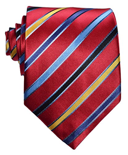 New Classic Striped JACQUARD WOVEN Silk Men's Tie Necktie (Red/Blue)