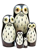 Barn Owls 5-Piece Russian Nesting Doll Wooden Babushka Stacking Dolls by GreatRussianGifts