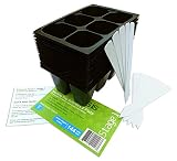 144 Cells Seedling Starter Trays, 10 Plant Labels and Quick Start Guide, Made in USA, Refill Kit, (2 Flats: 24 Trays; 6-Cells Per Tray, Medium Size); Stage 1 by Coconut Oasis