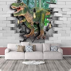 Wall Mural 3D Image of Dinosaurs Removable Self-Adhesive Large Wallpaper - 66x96 inches