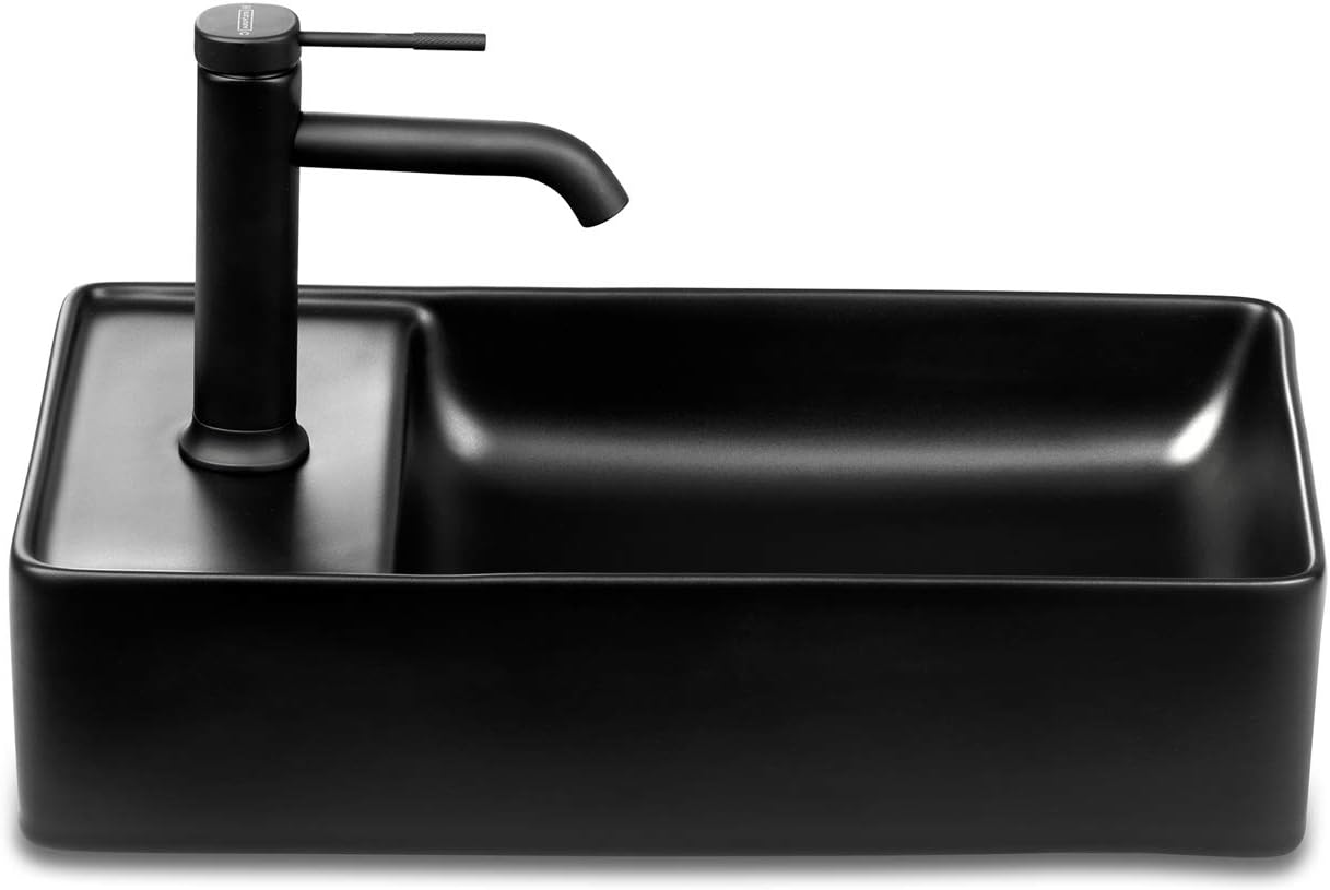 Stilform Guest Ceramic Bathroom Sink For Wall Mounting Or Countertop Washbasin With Tap Hole In 46 X 25 Cm Brilliant White Or Black Matt Amazonde Kche Haushalt