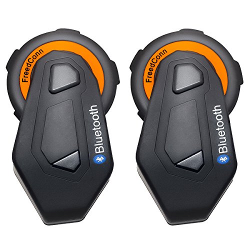 Motorcycle Helmet Bluetooth 4.1 Intercom Headset Communication Systems Kit,Connect Up to 6 Riders/Range 1500m/Waterproof IP65/Independent Charging Port/Vioce Command/Stereo Music/FM Radio/GPS (2 Pack)