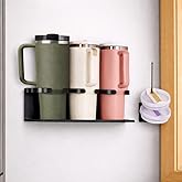 HAMARA Fiber Steel Magnetic Stanley Cup Holder for Fridge – 2-Pack Tumbler & Lid Organizer, Heavy-Duty Water Bottle Storage, Kitchen & Pantry Organizer for Stanley Cup Accessories (Black)