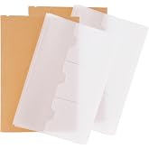 XIYAOXI A5 Travelers Notebook Accessories Kit - 2 Clear Zipper Case + 2 Kraft Card Holder, Refillable Journal Inserts, A5 Planner Inserts &amp; Organizer Pouch for Journal Supplies, Cards, Stencils