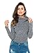 PERSUN Women's Dark Grey Turtleneck Long Sleeve Mixed Cable Knitted Bodysuit,Grey,Medium