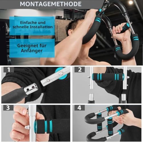 Twister Armtrainer U-förmig Verstellbarer Brusttrainer (30-50kg / 70-110 lb) Fitnessgeräte für Zuhause Krafttraining für Männer und Frauen Tragbar Schwarz