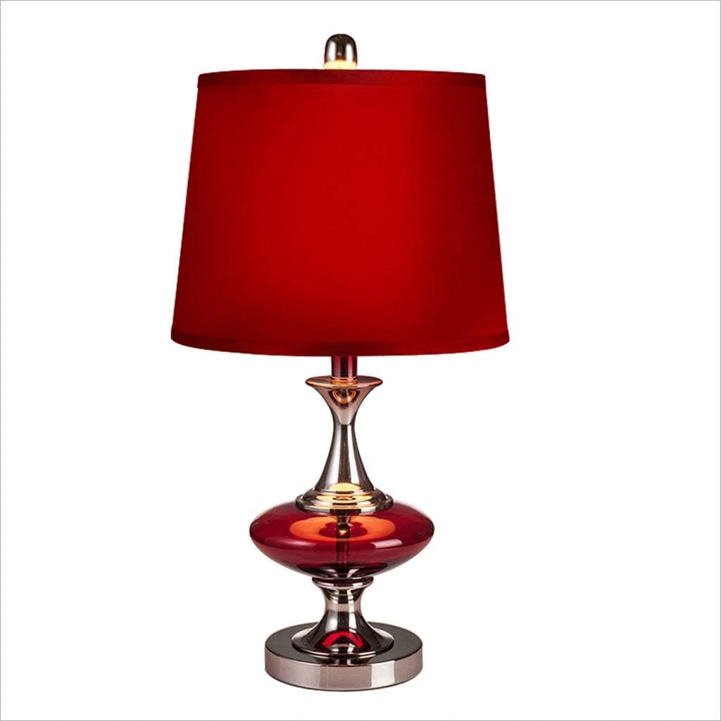 Xiangai Easy Install Table Lamps Desk Lamps Modern Fashion Red Glass Table Lamp Chrome Base Living Room Bedside Lamp Amazon Co Uk Kitchen Home