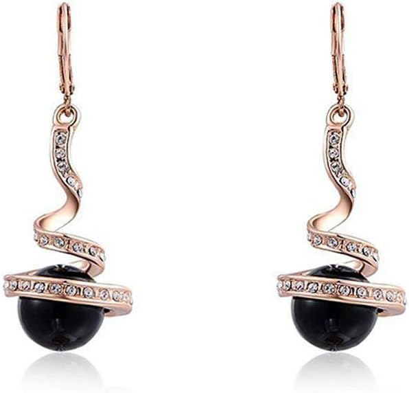 Mayanyan Lady minimalist fashion rose gold Black Pearl Earring