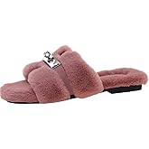 Axellion Womens Fuzzy Slides Open Toe Fluffy House Slippers Indoor Outdoor Furry Slide Sandals