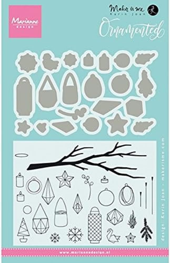 Marianne Design Ornamented Die and Stamp Set, Synthetic Material, 22.1 x 14.5 x 0.4 cm
