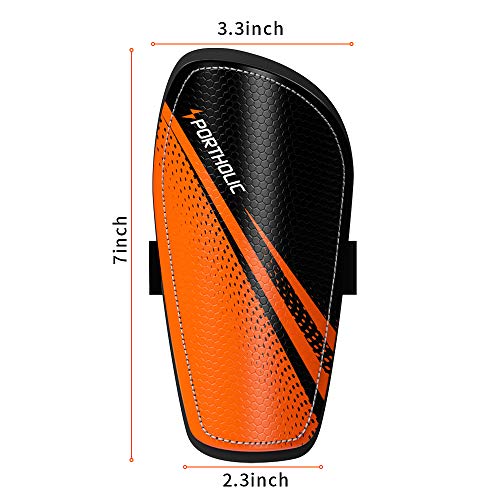 PORTHOLIC Youth Soccer Shin Guards, [2 Pair] Kids Soccer Shin Protective Pads Board Comfortable Lightweight and Breathable for 3-7 Years Old Boys Girls Children Toddler （S） - Thumbnail 5