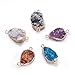 FASHEWELRY 5Pcs Natural Druzy Agate Stone Connectors Irregular Shape Healing Crystal Gemstone Charm Links with Golden Plated Edge for Jewelry Making (Random Mixed Colors)