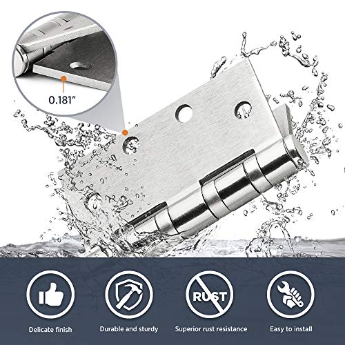 Heavy Duty Ball Bearing Hinge Stainless Steel Hinges, 3Pack 4.5"Door