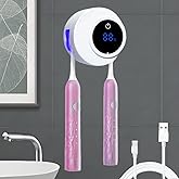 Toothbrush Sterilizer, Wall Mounted Toothbrush Holder, Electric Toothbrush Cleaner for Bathroom, with Auto Inductive Open/Close Cover, Cleaner & Dryer for Home and Travel (White)