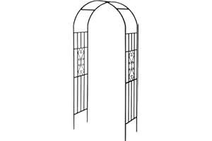 SCENDOR Metal Pergola Arbor, 100" H x 45" W Garden Arch Archway for Wedding Ceremony Party Curved Iron Plants Trellis Stand Use for Outdoor Garden Climbing Plants