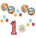 Charlie brown and Snoopy Peanuts 1st Birthday Party Supplies and Balloon Bouquet Decorations