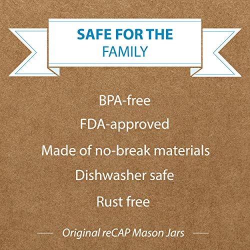reCAP Mason Jars Lid POUR Cap, Wide Mouth, Natural - BPA-Free, American Made Ball Mason Jar Lids for Preparing, Serving and Storage, Spill Proof and Made with Safe, No-Break Materials