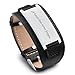 Personalize Custom Free Engraved Brown Black Leather Stainless Steel Bracelet Cuff for Men Women (Black Leather & Silver)