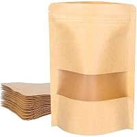 Wonninek Kraft Paper Zipper Pouches With Window - 100 Pcs, 7.9x11.8 Inches, Resealable, For Food & Retail - View #6