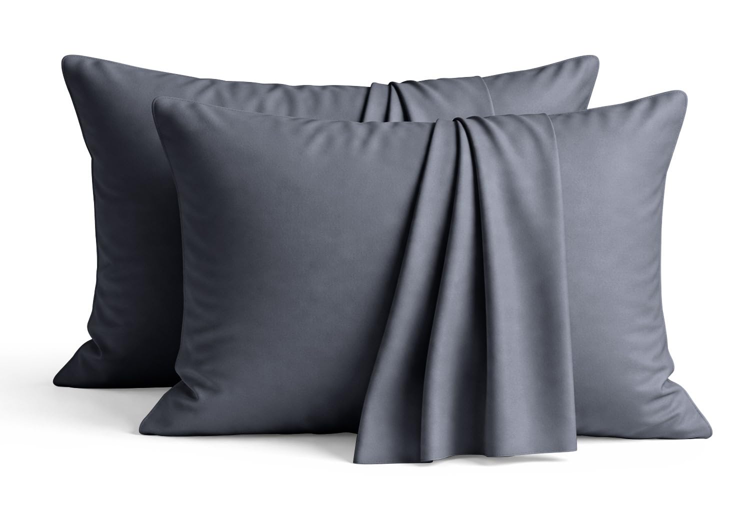 AMEHA 100% Brushed Microfiber Charcoal Pillow Cases 2 Pack (Pillows Not Included), Super Soft Standard Pillow Cases | Hotel Quality Pillow Covers, 50x75 cm,