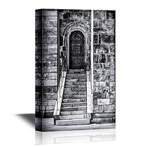 Doors Canvas Wall Art - Cathedral Door and Steps. Lund, Sweden. - Gallery Wrap Modern Home Art | Ready to Hang - 12x18 inches