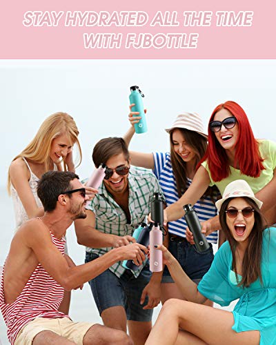 FJbottle Insulated Water Bottle 34 oz with Durable Carry Case, Stainless Steel Wide Mouth Lids, Keeps Liquids Hot or Cold, Double Wall Sweat Proof Sport Design, Ideal Gift Choice, Blush Pink