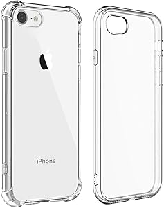 2 Pack Clear iPhone 8 Case iPhone 7 Case Anti Scratch Case Shock Absorption Protective Case Support Wireless Charging Thin Cover Smooth Edge Case & Case with Protective TPU Bumper Corners